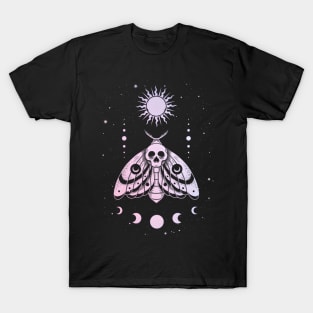Aesthetic Pastel Goth Death Moth Lunar Crescent Witchy Tarot T-Shirt
